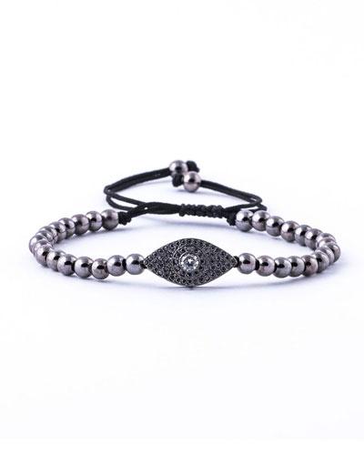 Men's Pav&eacute; Egyptian Eye Beaded Cord Bracelet