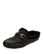 Men's Leather Slipper With Shearling Fur