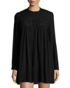 Lace-front Tunic Dress, Black