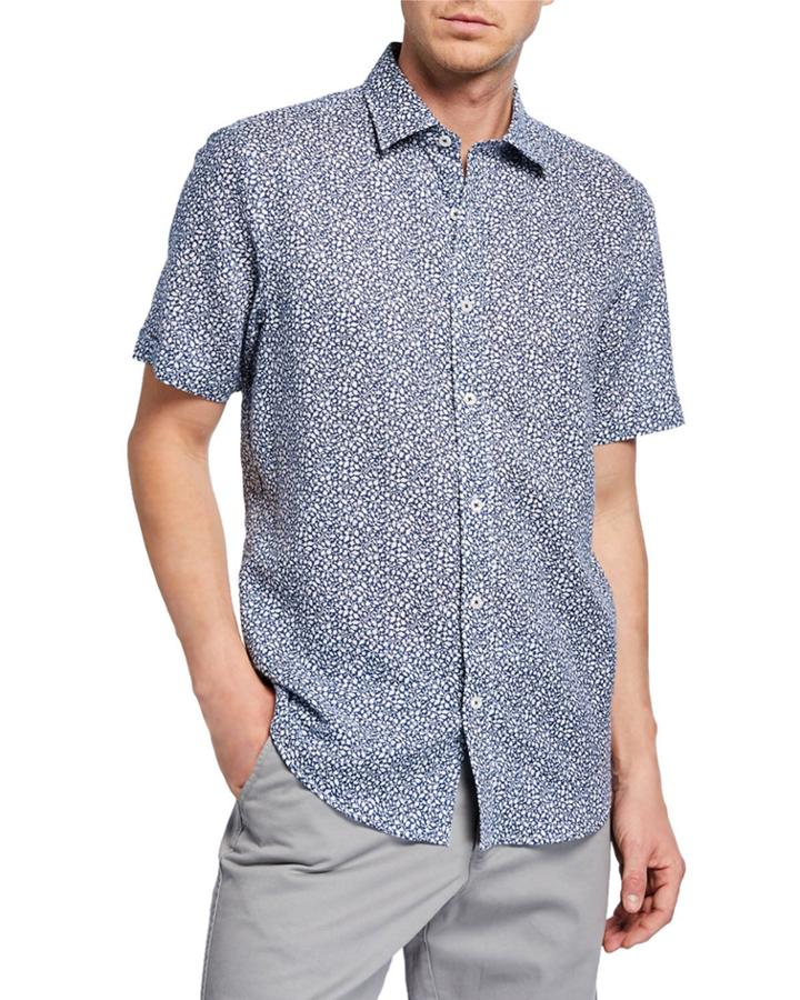 Men's Short-sleeve Floral-print