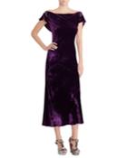 50th Anniversary Rachelle Boat-neck Velvet Midi Dress W/ Beaded-embellished