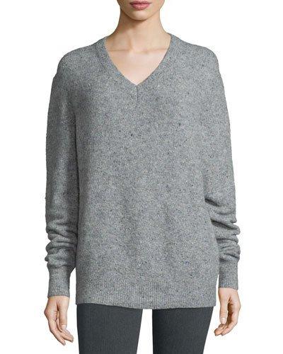 Fine Tweed V-neck Pullover
