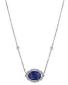 18k East-west Oval Opal & Diamond Pendant Necklace