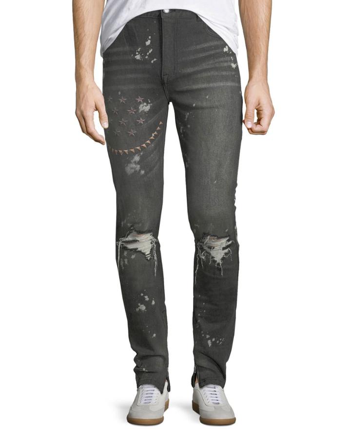 Particolari Star-embroidered Slim-straight Jeans
