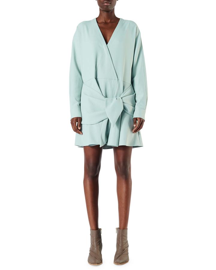 Draped Long-sleeve Belted