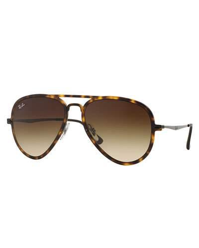 Havana Plastic Aviator Sunglasses, Brown