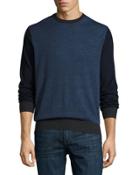 Wool Crewneck Pullover Sweater, Eclipse