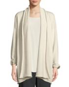 One-button 3/4-sleeve Slim A-line Wool Cardigan