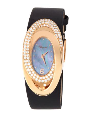 18k Rose Gold & Pave Diamond Oval Watch