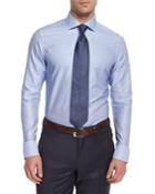 Solid Long-sleeve Woven Shirt, Dark Blue