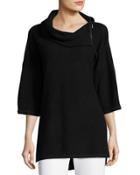 Side-zip Cowl-neck Knit Tunic