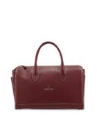 Lilly Saffiano Leather Satchel Bag, Wine