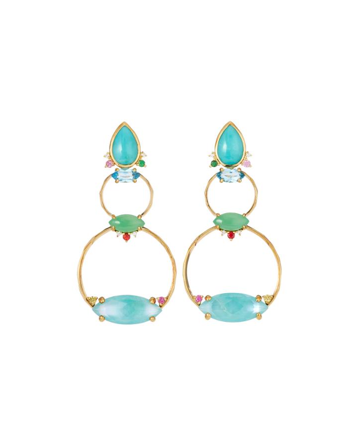 18k Prisma 3-tiered Snowman Earrings In Portofino