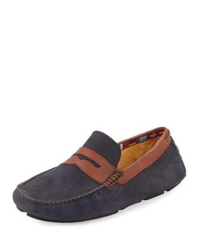 Rocky Point Nubuck Driver, Blue/mahogany