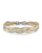 Braided Stainless Steel Micro-cable Bracelet, Yellow/gray