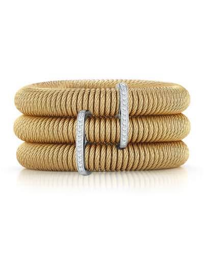Classique Three-row Spring Coil Cable & Diamond Bracelet, Yellow,
