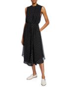 Mixed-media Dot-print Sleeveless