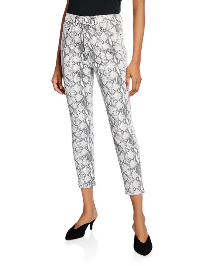 Ali High-rise Python-print Cigarette Jeans