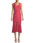 Lace V-neck Flounce-hem