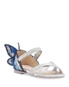 Chiara Fine Glitter Embroidered Butterfly Wing Sandals, Baby/toddler