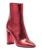 Lou Crackled Metallic Leather Mid-heel Bootie