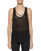 Necklace-trim Sheer Jersey Tank