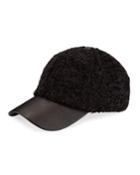 Lux Faux Fur & Faux Leather Baseball Cap