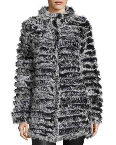 Ombre Knit Rabbit Fur Jacket,