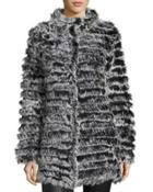 Ombre Knit Rabbit Fur Jacket,