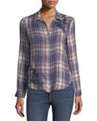 Maxine Embroidered Plaid Blouse