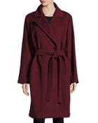 Wool-blend Belt Coat, Berry