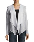 Draped Suede Jacket W/ Perforated Trim,