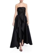 Egan Sequin Strapless Combo Jumpsuit With Satin Overskirt