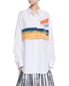 Billboard-print Overlay Long-sleeve Button-down