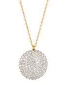 18k Two-tone Pave Diamond Lentil Pendant Necklace