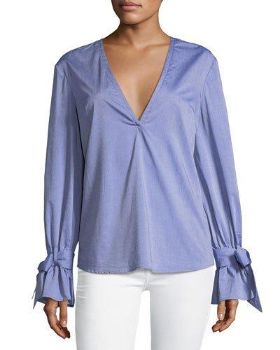 Unstoppable Tie-cuff Poplin Blouse