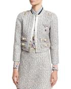 Embellished Tweed Jacket, White/multi