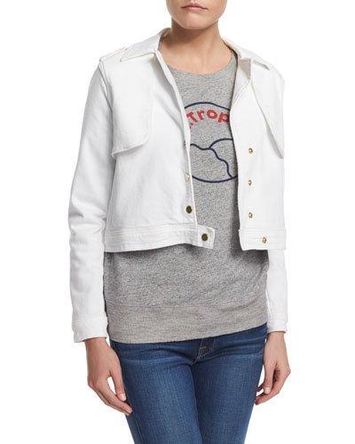 Crop Trench Jacket, Blanc