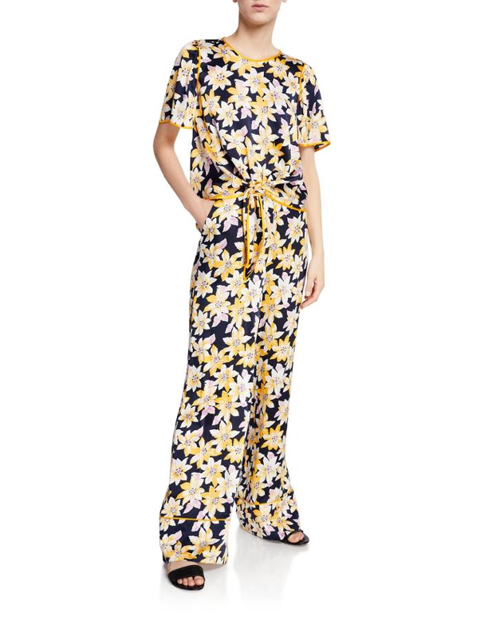 Kristi Floral Tie-front Crop Top