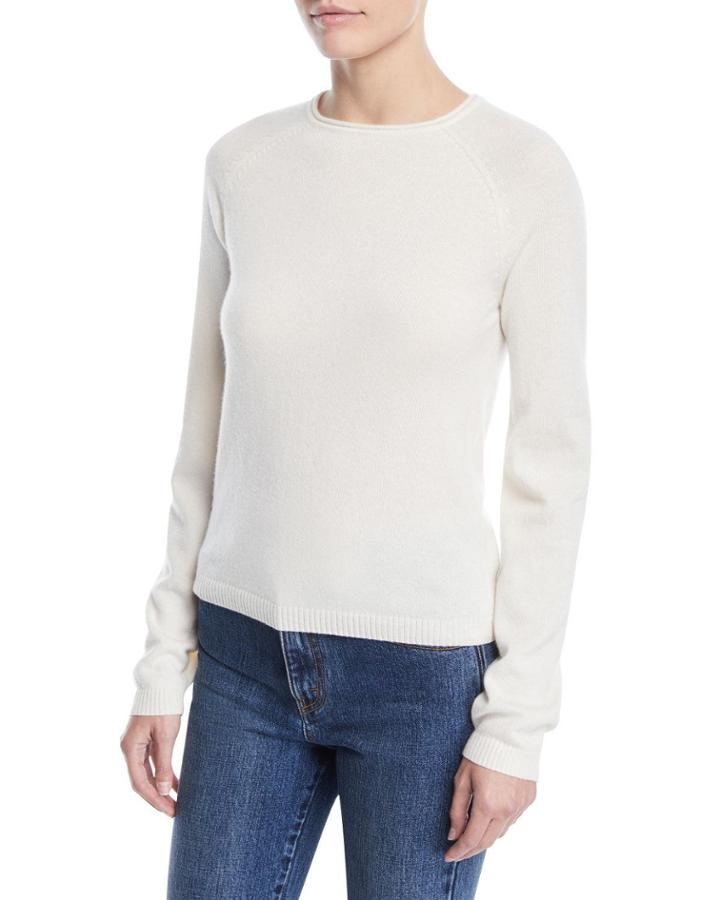 Crewneck Raglan-sleeve Cashmere Knit