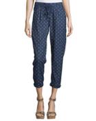 Anchor-print Rolled-cuff Pants, Anchor Away Wash