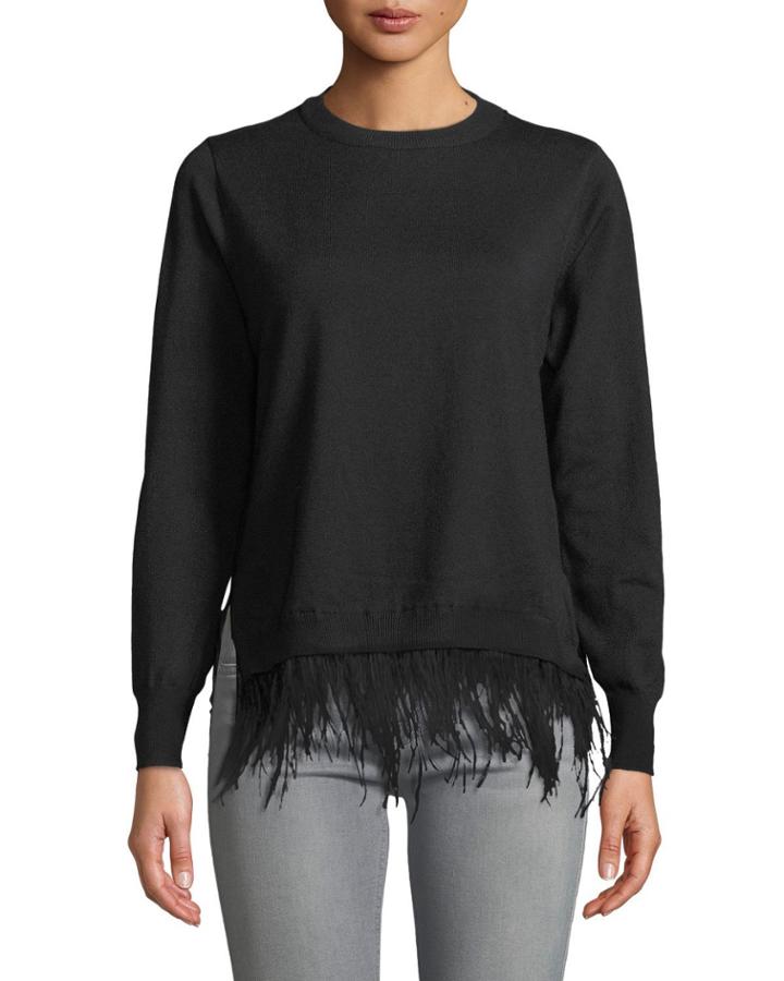 Feather-hem Pullover