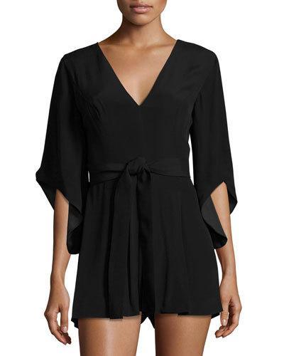 Never Be 3/4-sleeve Romper, Black