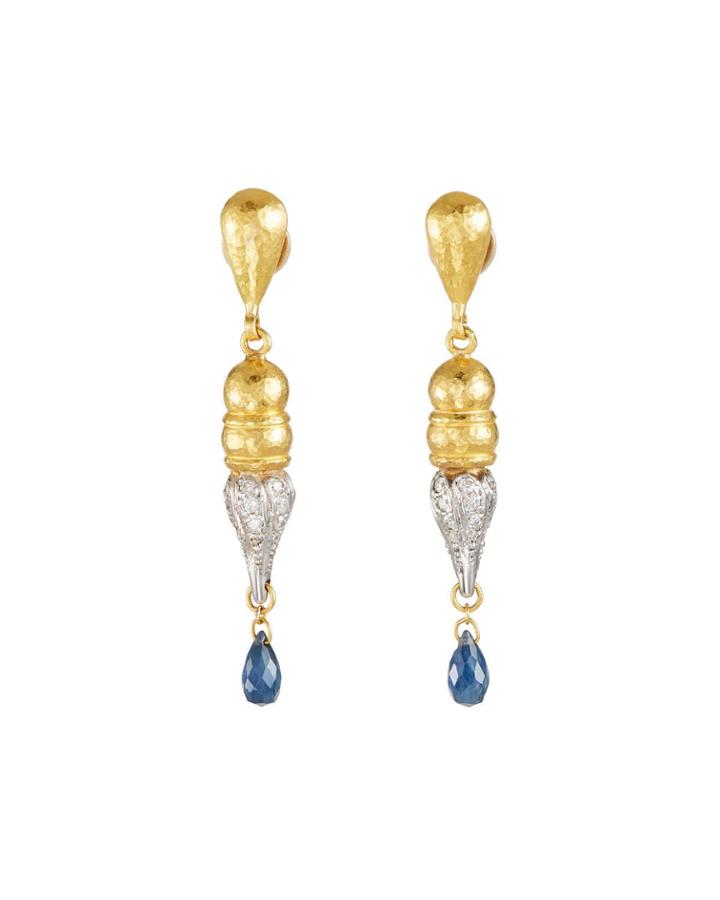 Sultan 24k/18k Two-tone Diamond & Sapphire Drop Earrings