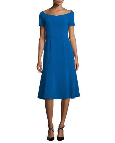 Short-sleeve Stretch Jersey Midi Dress,