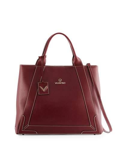 Adele Saffiano Leather Tote Bag, Wine