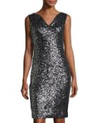 Notched-collar Sequined