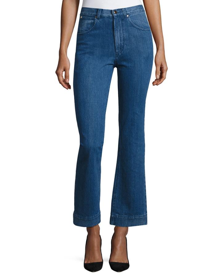 High-waist Flare-leg Jeans, Indigo