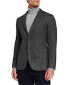 Men's Marled Wool-blend Tailored Blazer Jacket