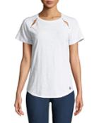 Crewneck Rivet-shoulder Cutout Tee